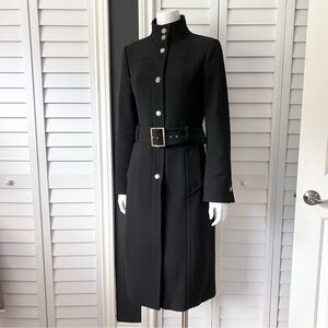 Vintage Dolce & Gabbana Wool Coat Black Gold Button Belted High Collar IT44 US 8